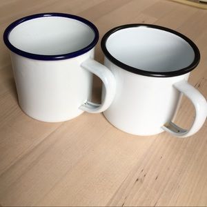 A pair of Falcon enamelware mugs